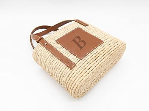 FRENCH BASKET luxury raffia bag with leather handles_41VnQk0BLUL