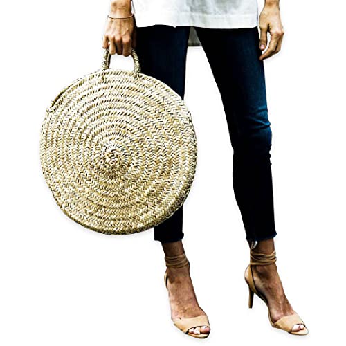 FRENCH BASKET round straw basket with leather handles_51pxDW1I8bL