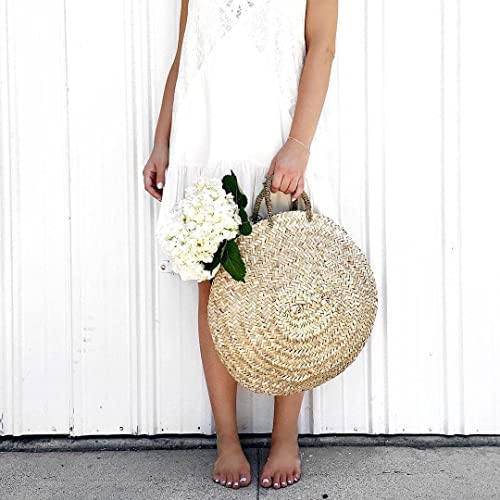 FRENCH BASKET round straw basket with leather handles_51vgkHvZIYL