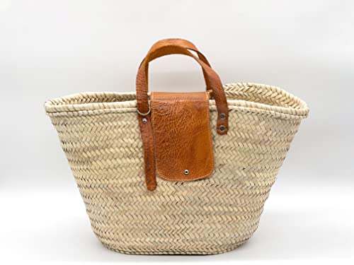 FRENCH BASKET straw bag with leather handles beach bag_41zA0wiNrDL