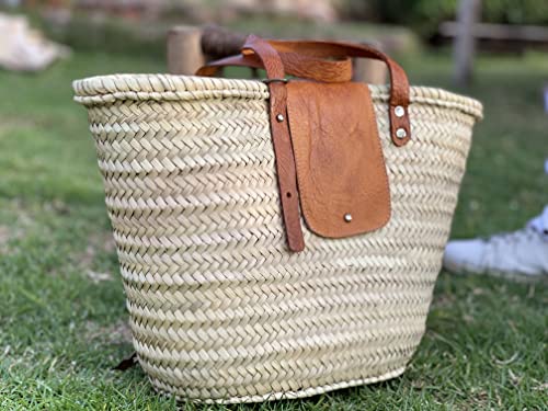 FRENCH BASKET straw bag with leather handles beach bag_51RfwU57YFL