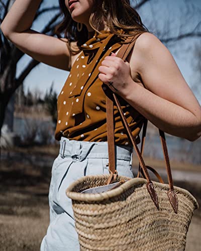 FRENCH BASKET straw beach bag with leather handles_51Dt7Bnrd4L