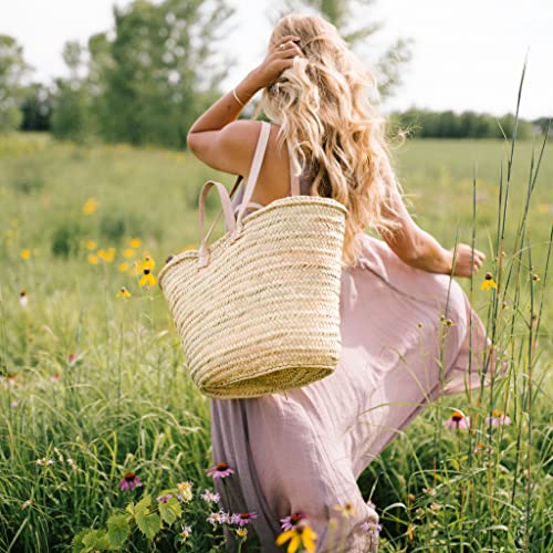 FRENCH BASKET with double flat leather handles_51jtytlMdML