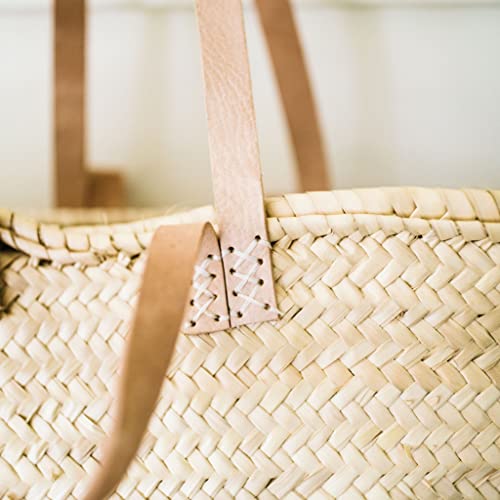 FRENCH BASKET with double flat leather handles_51sCyVYxCaL